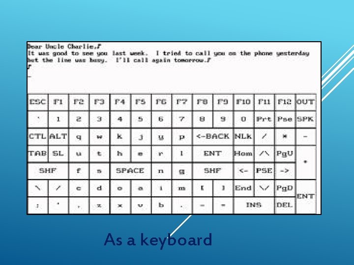 As a keyboard As a keyboard