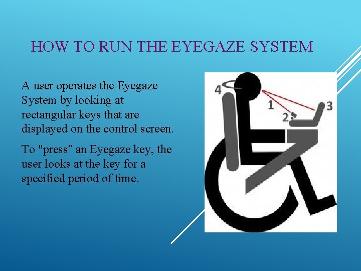 HOW TO RUN THE EYEGAZE SYSTEM A user operates the Eyegaze System by looking