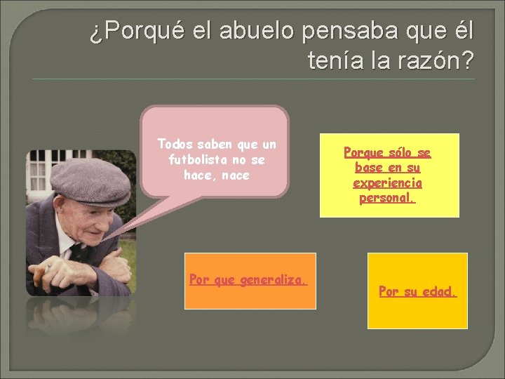 ¿Porqué el abuelo pensaba que él tenía la razón? Todos saben que un futbolista