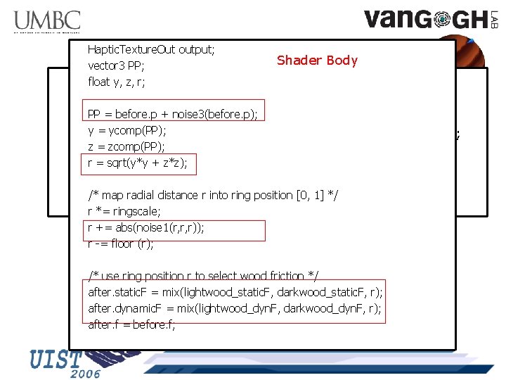 Haptic. Texture. Out output; Shader Body vector 3 PP; Fetch User-defined Parameters float y,