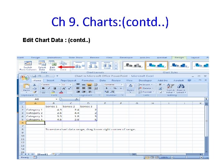 Ch 9. Charts: (contd. . ) Edit Chart Data : (contd. . ) 