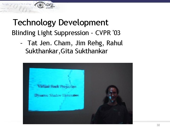 Technology Development Blinding Light Suppression – CVPR '03 – Tat Jen. Cham, Jim Rehg,