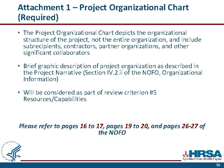 Attachment 1 – Project Organizational Chart (Required) • The Project Organizational Chart depicts the