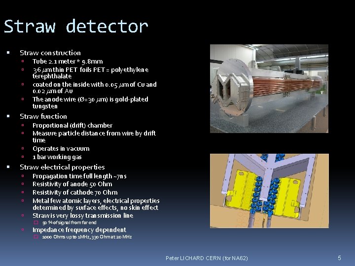 Straw detector Straw construction Straw function Tube 2. 1 meter * 9. 8 mm