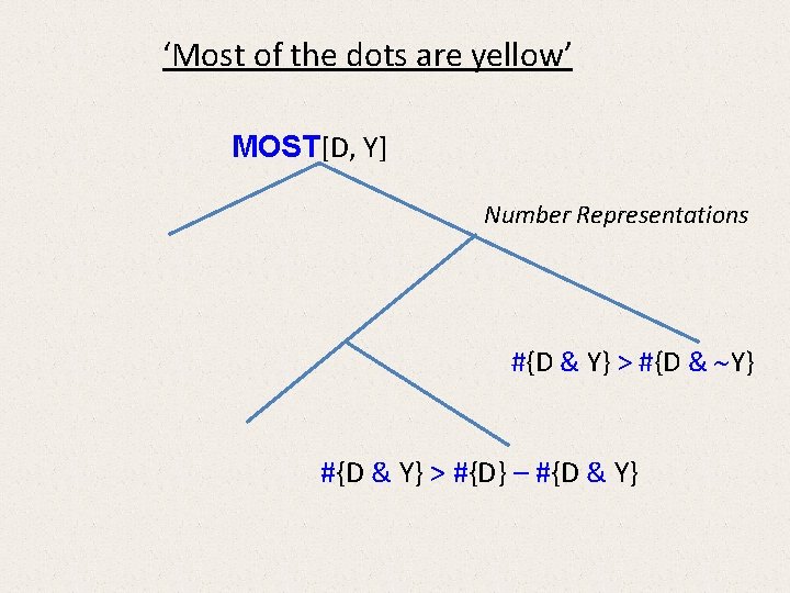 ‘Most of the dots are yellow’ MOST[D, Y] Number Representations #{D & Y} >