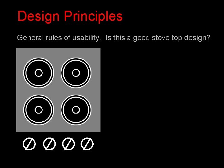 Design Principles General rules of usability. Is this a good stove top design? Design Principles General rules of usability. Is this a good stove top design?