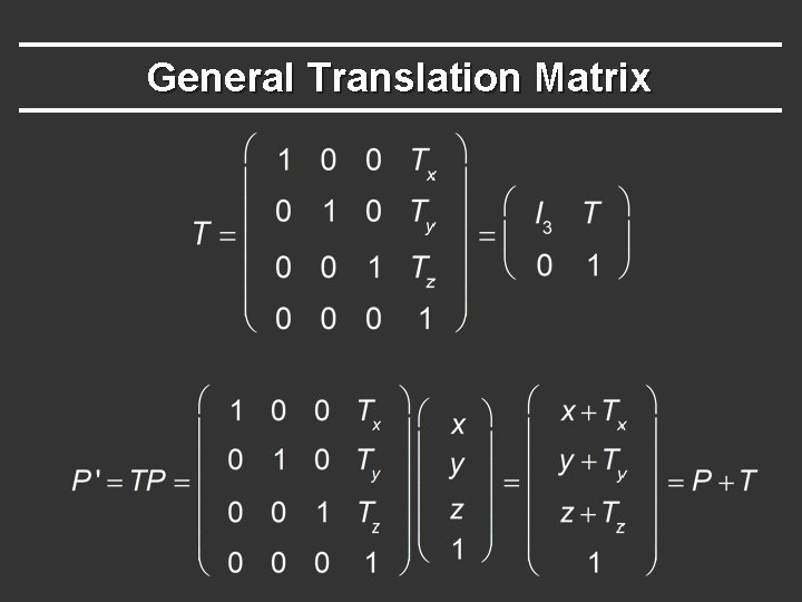 General Translation Matrix 