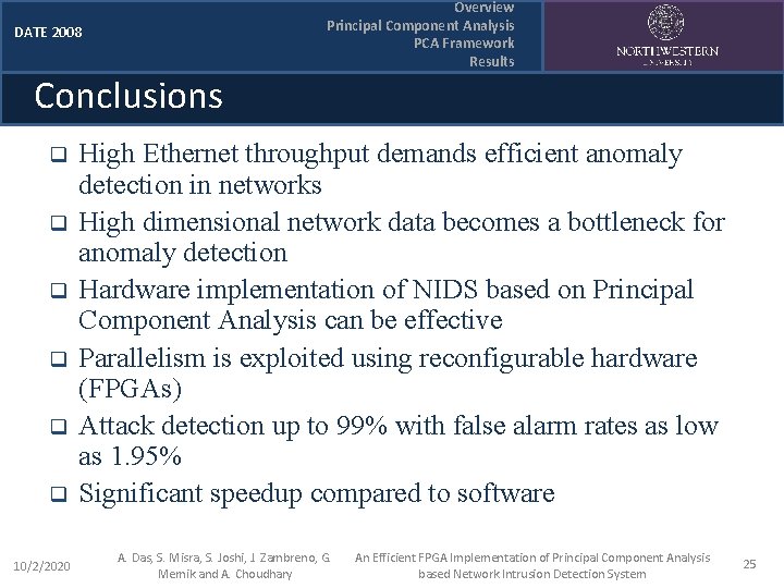 Overview Principal Component Analysis PCA Framework Results DATE 2008 Conclusions q q q 10/2/2020