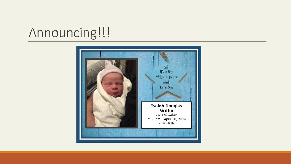 Announcing!!! Announcing!!!