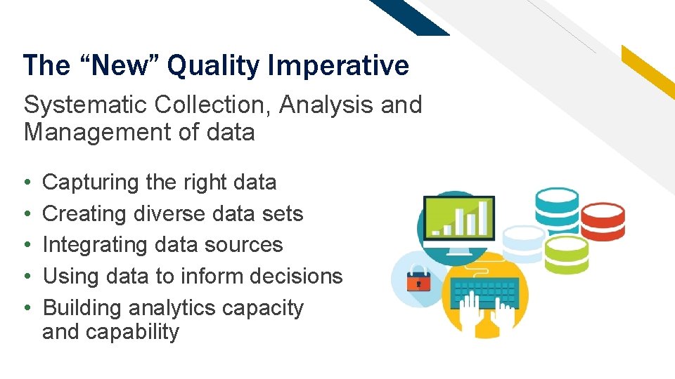 The “New” Quality Imperative Systematic Collection, Analysis and Management of data • • •