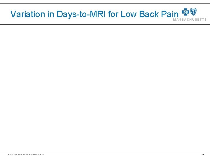 Variation in Days-to-MRI for Low Back Pain Blue Cross Blue Shield of Massachusetts 28 Variation in Days-to-MRI for Low Back Pain Blue Cross Blue Shield of Massachusetts 28