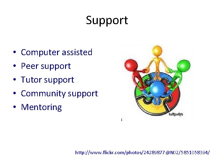 Support • • • Computer assisted Peer support Tutor support Community support Mentoring http: Support • • • Computer assisted Peer support Tutor support Community support Mentoring http: