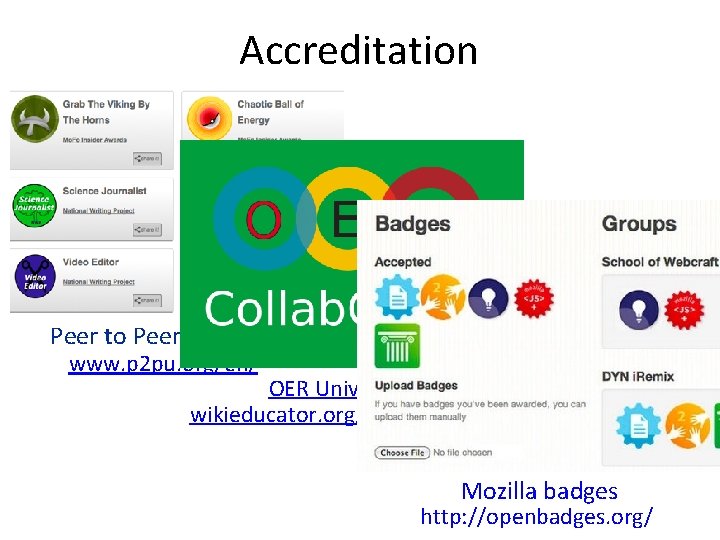 Accreditation Peer to Peer University www. p 2 pu. org/en/ OER University wikieducator. org/OER_university/ Accreditation Peer to Peer University www. p 2 pu. org/en/ OER University wikieducator. org/OER_university/
