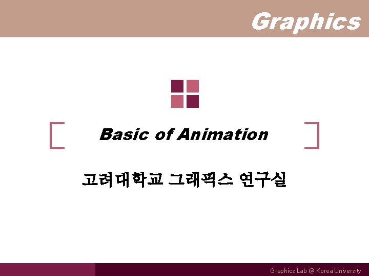 Graphics Basic of Animation 고려대학교 그래픽스 연구실 Graphics Lab @ Korea University 