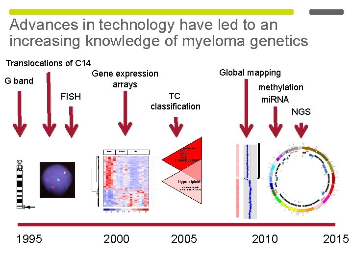 Advances in technology have led to an increasing knowledge of myeloma genetics Translocations of Advances in technology have led to an increasing knowledge of myeloma genetics Translocations of