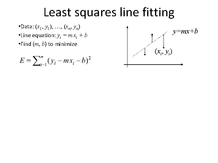 Least squares line fitting • Data: (x 1, y 1), …, (xn, yn) •