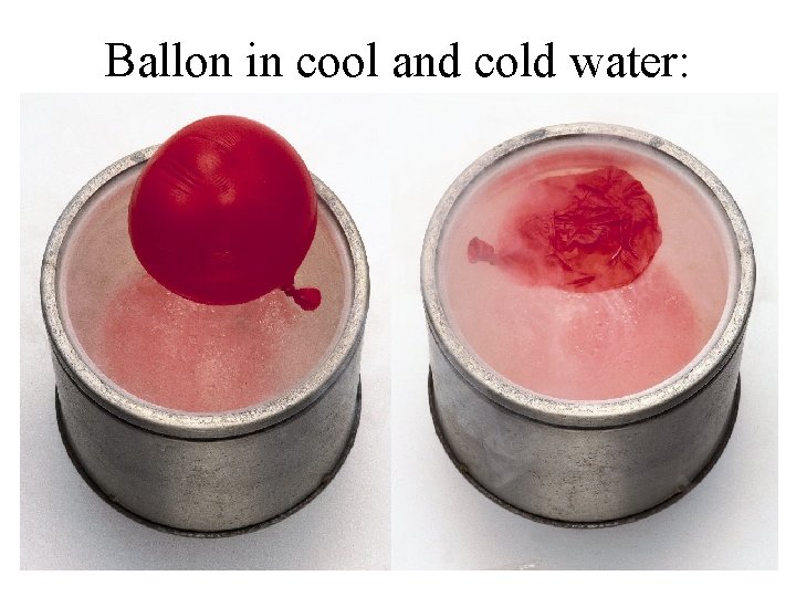 Ballon in cool and cold water: 