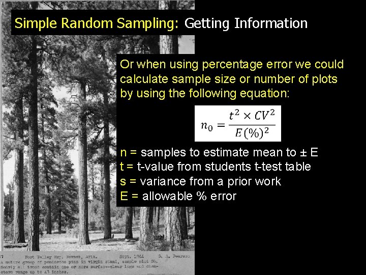 Simple Random Sampling: Getting Information Or when using percentage error we could calculate sample