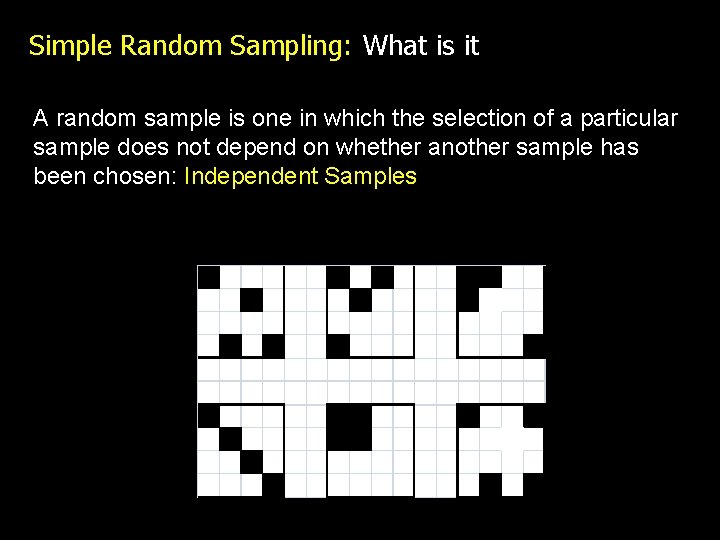 Simple Random Sampling: What is it A random sample is one in which the