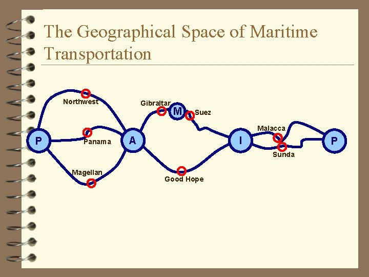 The Geographical Space of Maritime Transportation Northwest Gibraltar M Suez Malacca P Panama A