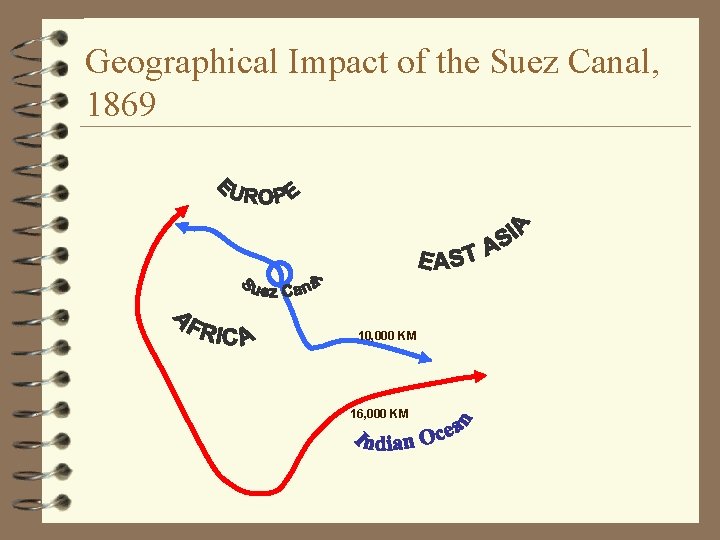 Geographical Impact of the Suez Canal, 1869 10, 000 KM 16, 000 KM 