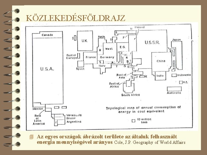 KÖZLEKEDÉSFÖLDRAJZ 4 Az egyes országok ábrázolt területe az általuk felhasznált energia mennyiségével arányos Cole,