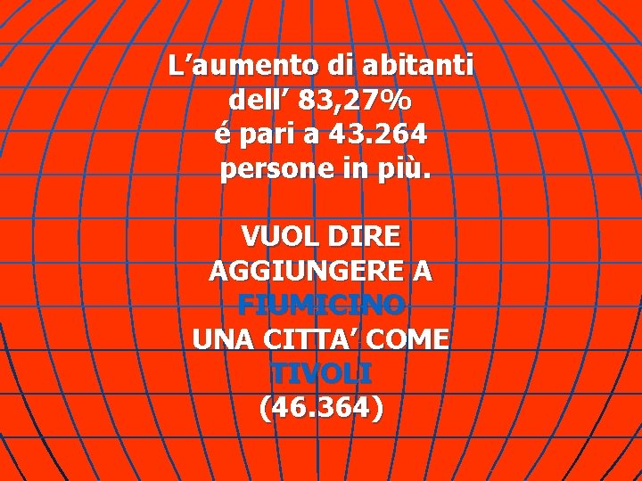 L’aumento di abitanti dell’ 83, 27% é pari a 43. 264 persone in più.