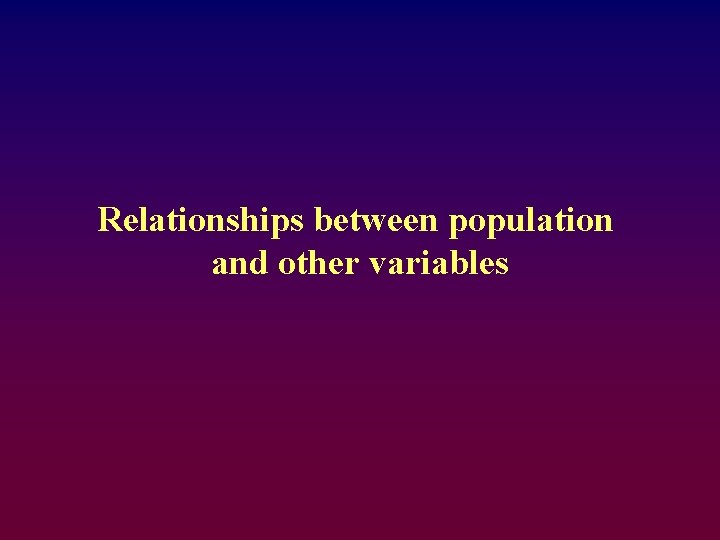 Relationships between population and other variables 