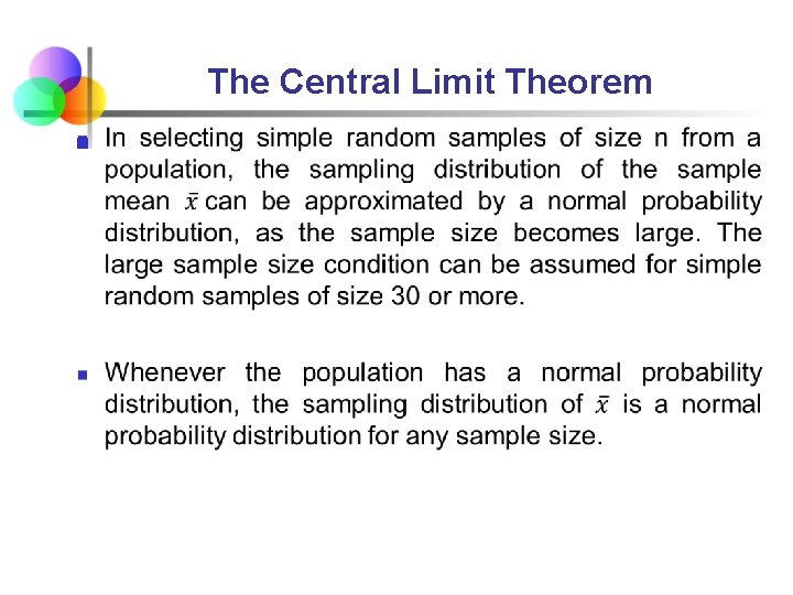 The Central Limit Theorem n 