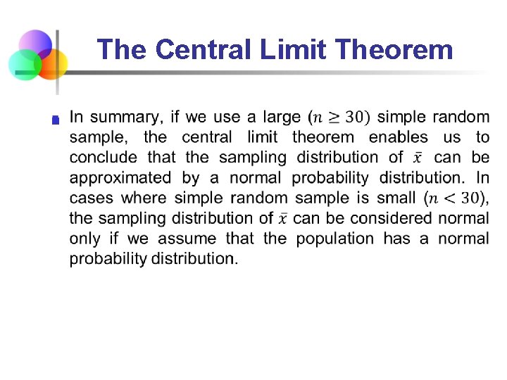 The Central Limit Theorem n 