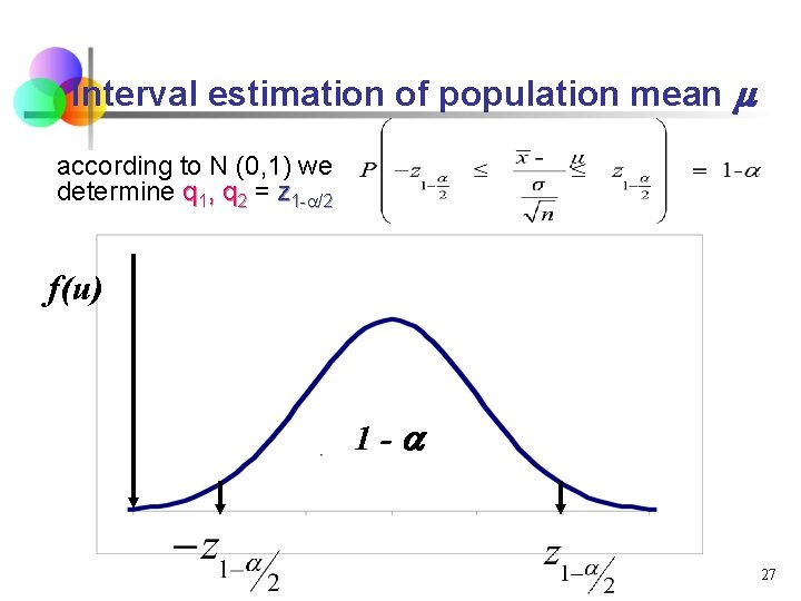 Interval estimation of population mean according to N (0, 1) we determine q 1,