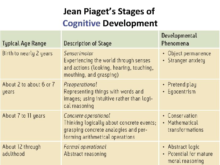 Jean Piaget’s Stages of Cognitive Development 