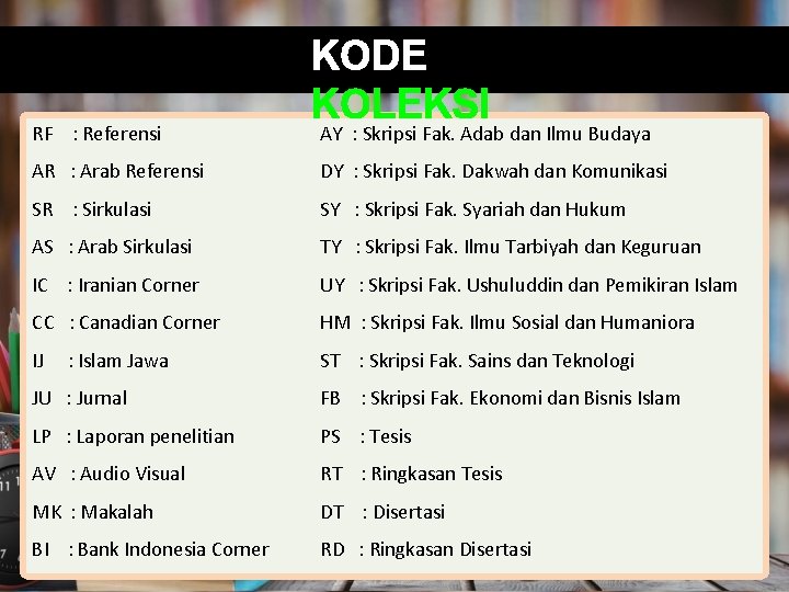 RF : Referensi KODE KOLEKSI AY : Skripsi Fak. Adab dan Ilmu Budaya AR