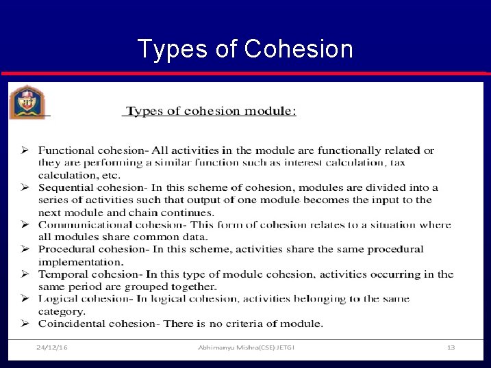 Types of Cohesion 