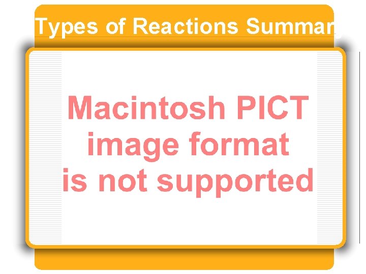 5. Types of Reactions Summary 5. Types of Reactions Summary