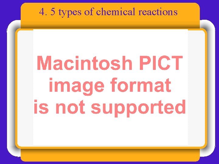 4. 5 types of chemical reactions 4. 5 types of chemical reactions