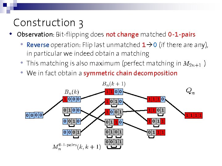  • Construction 3 Observation: Bit-flipping does not change matched 0 -1 -pairs •