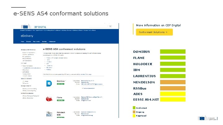 e-SENS AS 4 conformant solutions More information on CEF Digital Conformant Solutions > DOMIBUS