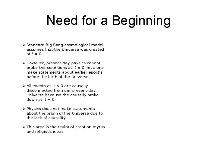 Need for a Beginning 