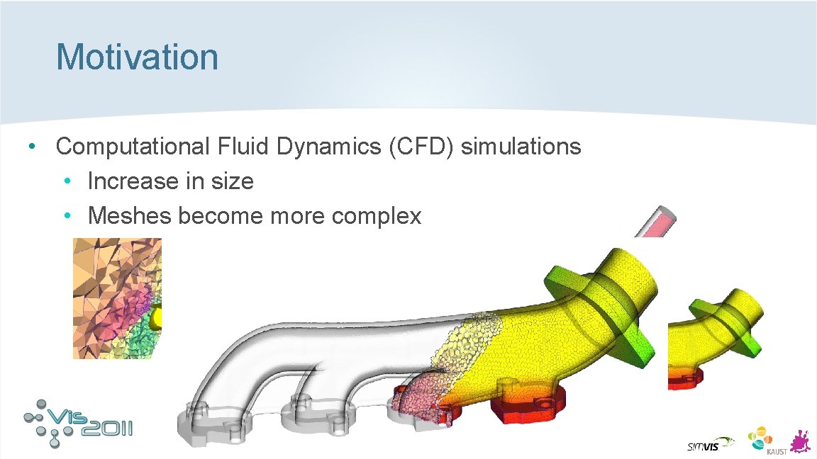 Motivation • Computational Fluid Dynamics (CFD) simulations • Increase in size • Meshes become