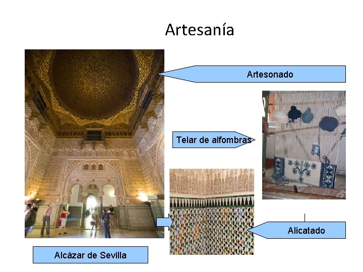 Artesanía Artesonado Telar de alfombras Alicatado Alcázar de Sevilla 