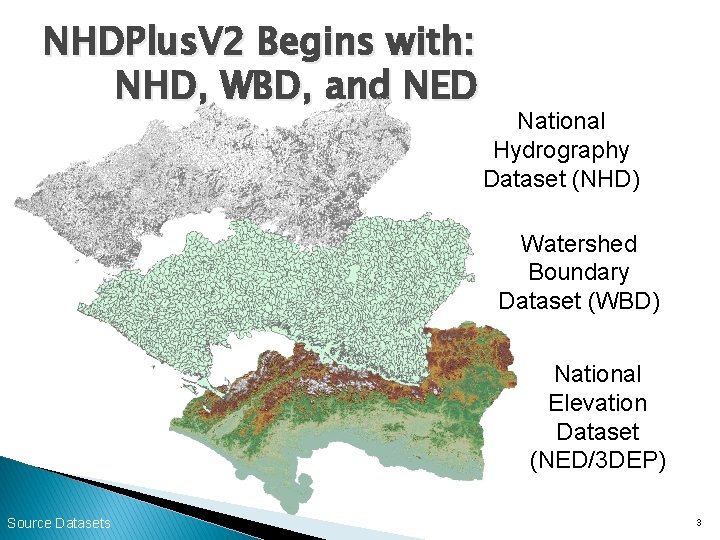 NHDPlus. V 2 Begins with: NHD, WBD, and NED National Hydrography Dataset (NHD) Watershed