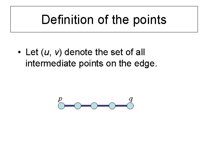 Definition of the points • Let (u, v) denote the set of all intermediate