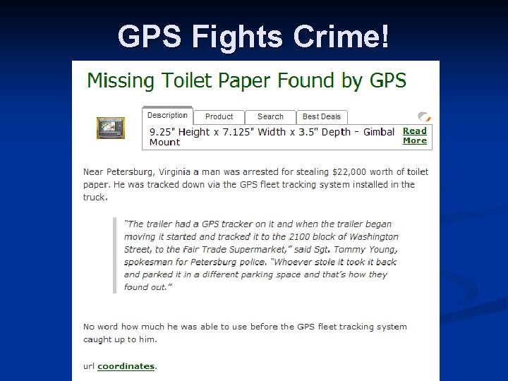 GPS Fights Crime! 