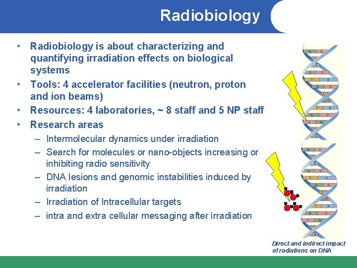 Radiobiology • Radiobiology is about characterizing and quantifying irradiation effects on biological systems •