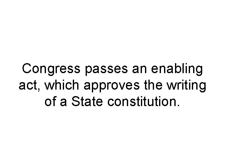 Congress passes an enabling act, which approves the writing of a State constitution. 