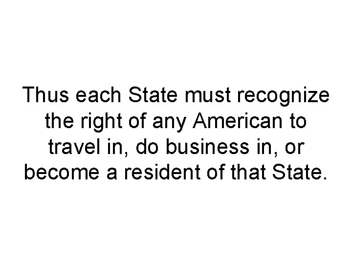 Thus each State must recognize the right of any American to travel in, do