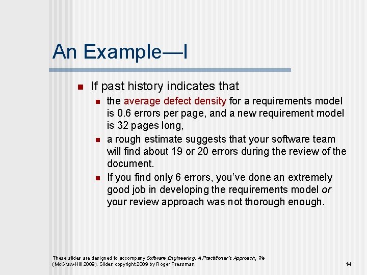 An Example—I n If past history indicates that n n n the average defect An Example—I n If past history indicates that n n n the average defect