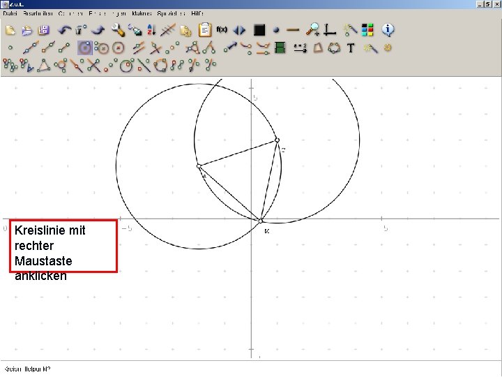 Kreislinie mit rechter Maustaste anklicken 