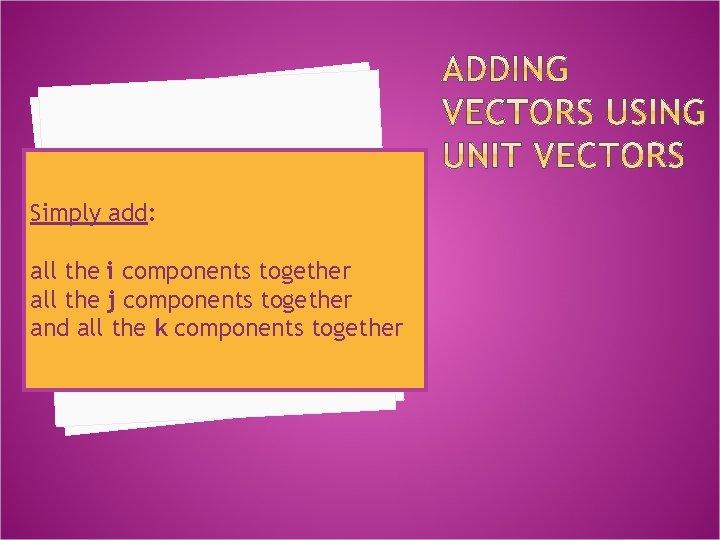 Simply add: all the i components together all the j components together and all